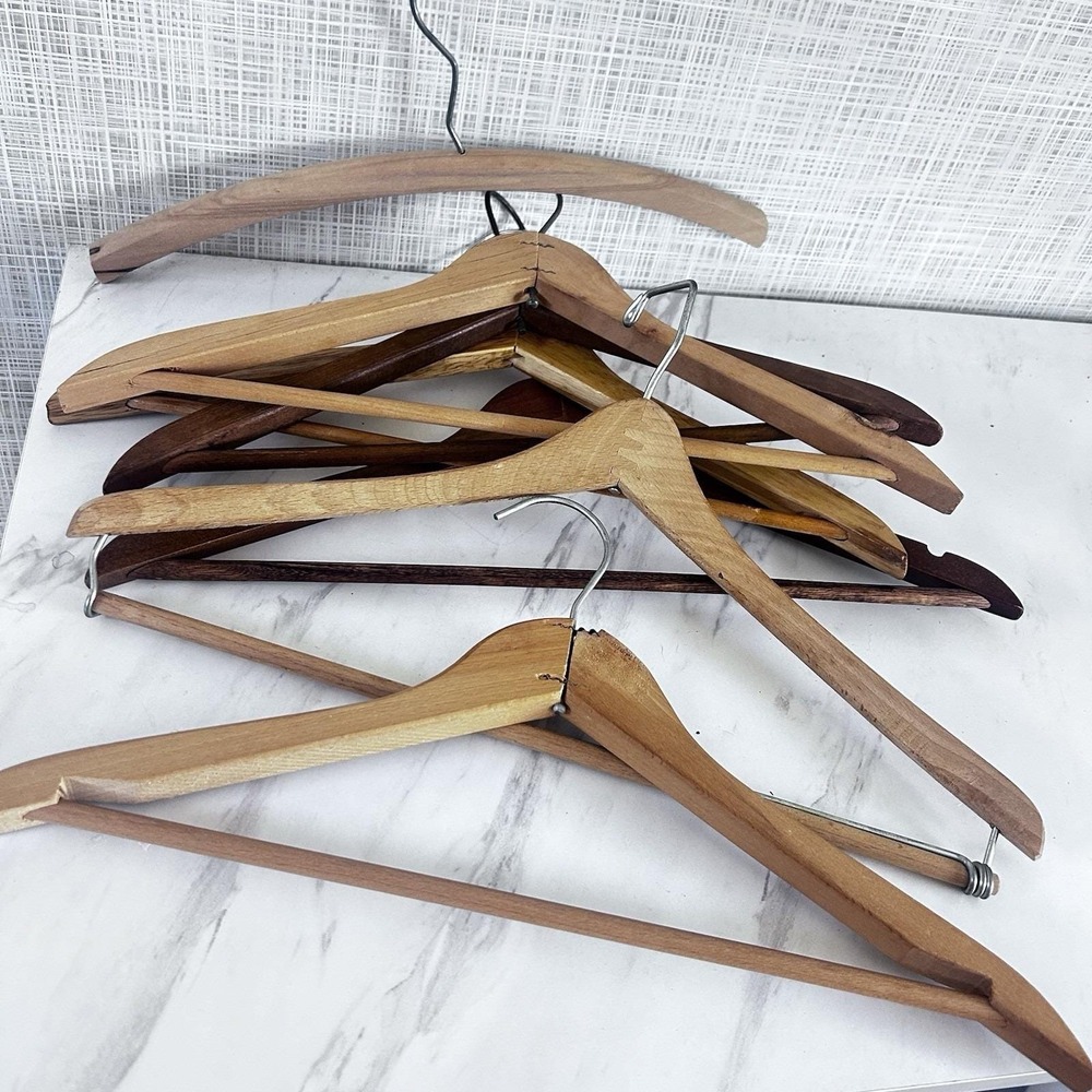Vintage Wooden Clothes Hangers Bundle of 7 Most Unmarked Yugoslavia AAA